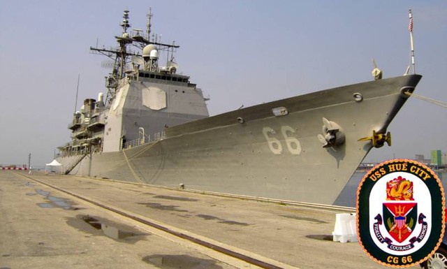 
USS Hué City (CG-66) thuộc lớp tuần dương hạm mang tên lửa có điều khiển Ticonderoga, tàu được khởi đóng tại xưởng đóng tàu của Ingalls Shipbuilding ngày 16/4/1987, hạ thủy ngày 20/2/1989 và chính thức vào biên chế ngày 14/9/1991. Hiện tại cảng nhà của USS Hué City là Mayport, Florida.

Tuần dương hạm Ticonderoga hiện là lớp tàu chiến mặt nước mạnh nhất của Hải quân Mỹ (cho tới khi DDG-1000 chính thức được đưa vào sử dụng).
