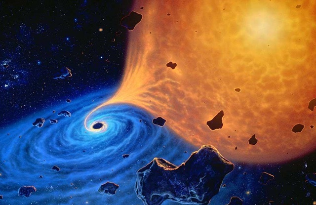Hình ảnh mô phỏng lỗ đen hút vật chất trong vũ trụ
