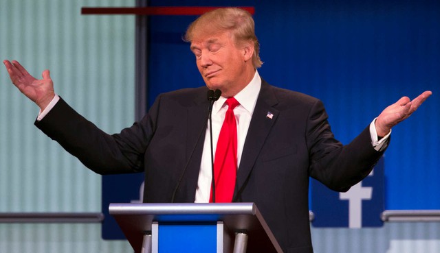 Donald Trump trong cuộc tranh luận giữa các ứng viên đảng Cộng hòa. Ảnh: AP