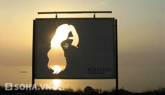 Tấm poster quảng cáo cho hãng thuốc nhuộm tóc Wella Koleston Naturals không chỉ có thiết kế đặc biệt mà còn được đặt ở vị trí đắc địa.