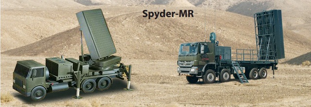 Tổ hợp tên lửa phòng không tầm trung Spyder-MR sử dụng radar nhìn vòng kiêm chiếu xạ ELM-2084 tiên tiến.