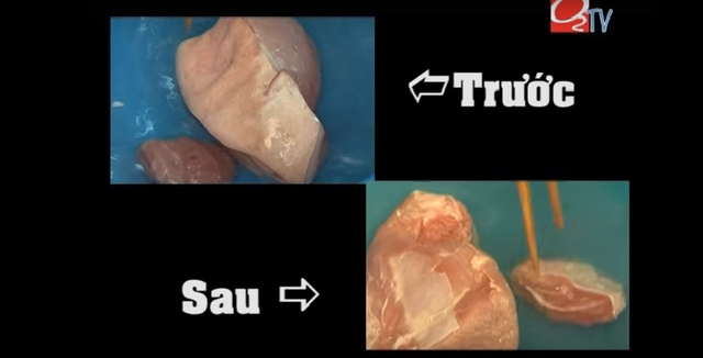 
Săm-pết biến thịt ôi thiu để 4 ngày thành thịt tươi (Ảnh cắt ra từ clip)

