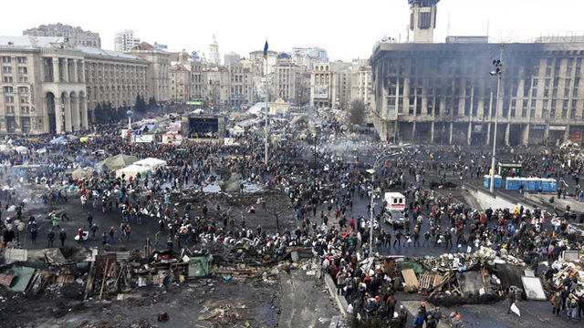 Quang cảnh thủ đô Kiev trong ngày Thứ năm đẫm máu 20/2/2014. Ảnh: Reuters
