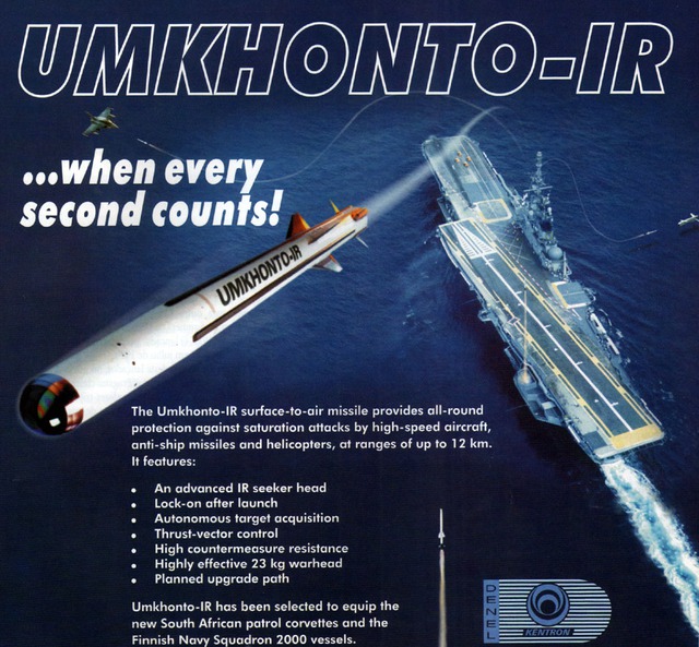 Quảng cáo khá bắt mắt của dòng tên lửa Umkhonto-IR do Tập đoán Denel Dynamics phát triển