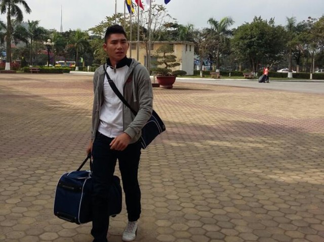 Văn Phong trong ngày lên tập trung ở tuyển U23 Viêt Nam