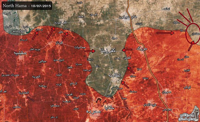 Bản đồ mô tả cuộc tấn công của Quân đội Syria