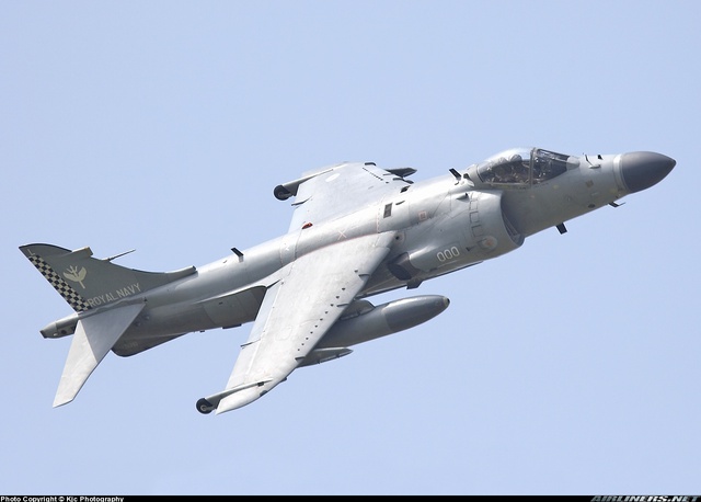 
Sea Harrier F.A.2 - Bản nâng cấp từ Sea Harrier FRS1, mũi máy bay có hình dạng khác do sử dụng radar Blue Vixen mới
