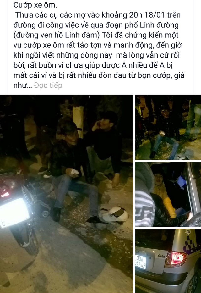 
Câu chuyện về người đàn ông chạy xe ôm bị đánh đã được đăng tải trên mạng xã hội (nguồn ảnh facebook).
