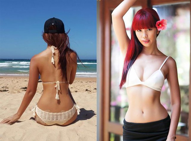 Siêu mẫu Hà Anh diện bikini hai mảnh khoe thân hình đồng hồ cát quyến rũ.