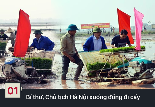 
Sáng 14/2, Bí thư Thành ủy HN Hoàng Trung Hải và Chủ tịch UBND TP Nguyễn Đức Chung đã xuống đồng cùng bà con thôn Phong Triệu, xã Nam Triều (Phú Xuyên, Hà Nội) đi cấy, khai mở vụ xuân. (Ảnh: Vietnamnet)
