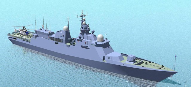 
Mô hình Tàu hộ vệ tên lửa thuộc Dự án 58250.
