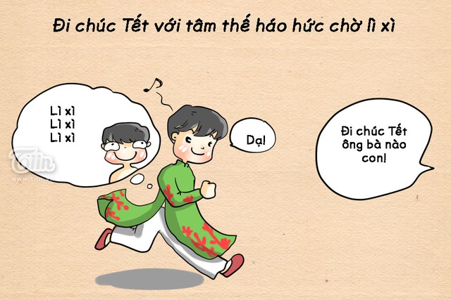 
Đi chúc Tết với tâm thế háo hức mong chờ lì xì nhiều hơn năm ngoái.
