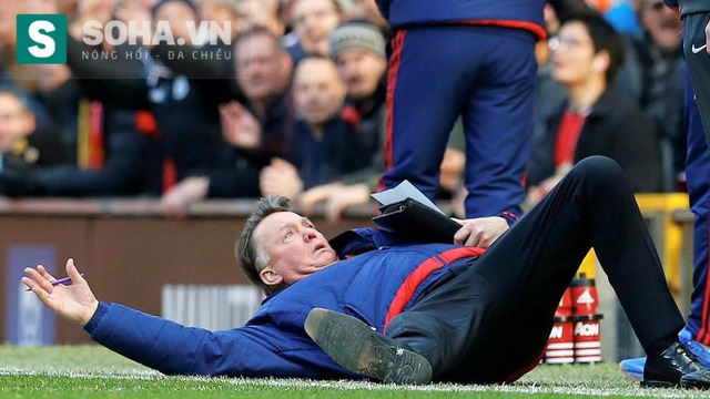 
Van Gaal nhiệt tình hành động miêu tả cho trọng tài biết.
