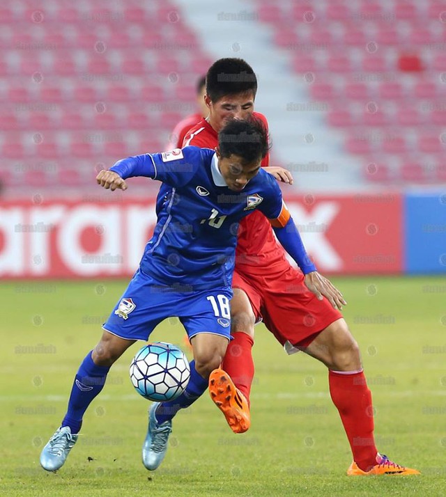 
U23 Thái Lan thi đấu kiên cường trước U23 Triều Tiên.
