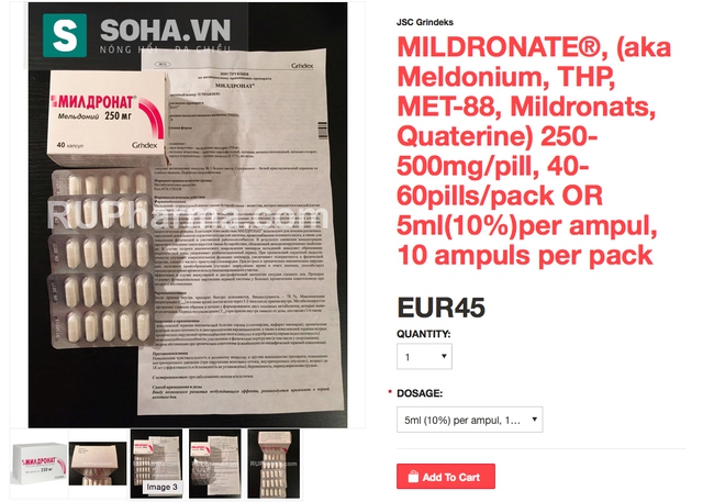
Meldonium được rao bán trên mạng
