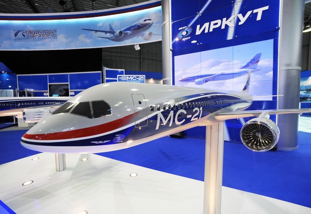 
Một mô hình máy bay thương mại MS-21 của công ty Irkutsk 
