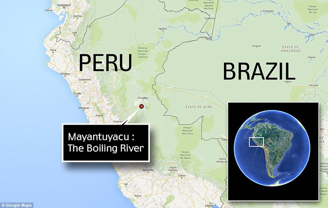 
Bản đồ vị trí con sông sôi huyền thoại của Peru.
