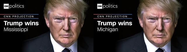 
Donald Trump tiếp tục giành thắng lợi ở Missisippi và Michigan.
