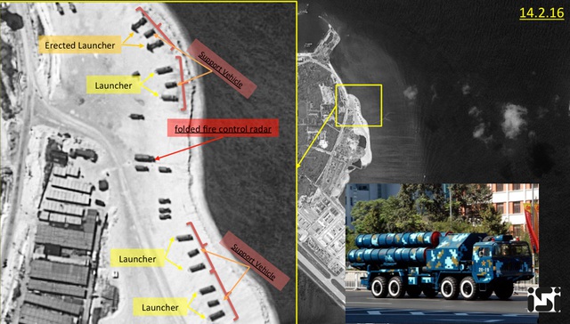 
Đây là hình ảnh vệ tinh được công bố trước đó cho thấy Trung Quốc triển khai trái phép các hệ thống phòng không HQ-9 tại đảo Phú Lâm, thuộc quần đảo Hoàng Sa của Việt Nam.
