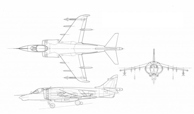 
Bản vẽ khái niệm của AV-16/P.1184 Advanced Harrier với cánh chính lớn hơn
