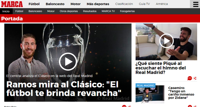 
Ramos trên trang Marca.
