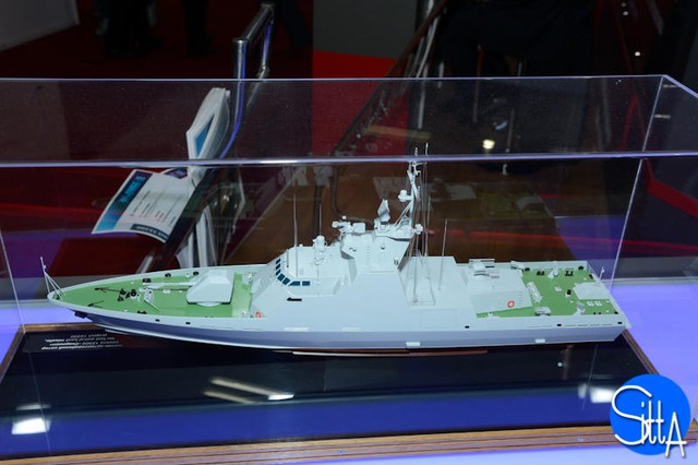 
Mẫu tàu thuộc Project 12300 Scorpion được trưng bày tại Triển lãm DEFEXPO 2014.
