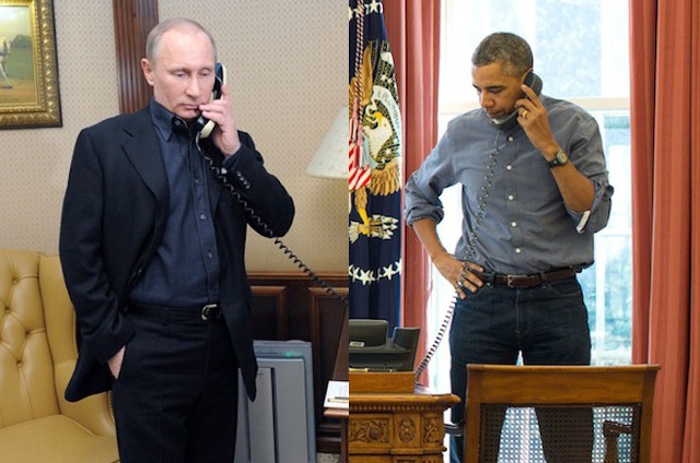 
Tổng thống Mỹ Barack Obama và người đồng cấp Nga Vladimir Putin đã điện đàm để thảo luận về kế hoạch rút bớt quân Nga ở Syria, chỉ vài giờ sau tuyên bố bất ngờ của ông Putin. (Ảnh minh họa: Premier.gov.ru/The White House)
