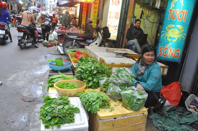 Những bó ra xanh được di chuyển và bày bán ra nhiều chợ lớn nhỏ của Thủ đô.