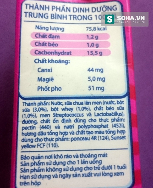 
1 hộp sữa hút cũng đầy đủ thông tin thành phần dinh dưỡng.
