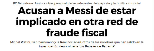 
Thông tin Messi dính vào mạng lưới trốn thuế.
