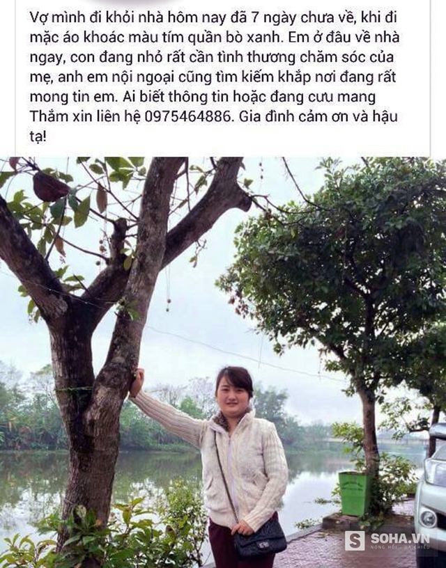 
Người thân đăng dòng tin nhắn lên Facebook kèm hình ảnh để hy vọng tìm kiếm được chị Thắm.
