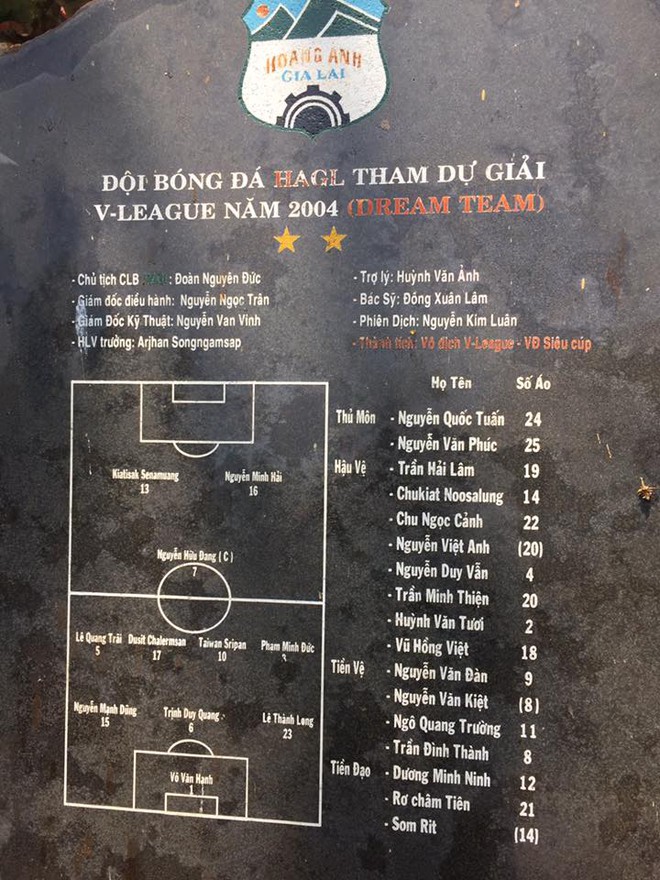 
Những bia đá tri ân cầu thủ được HAGL tạo dựng công phu, đặt ở các vị trí đẹp nhất (Ảnh FB BLV Quang Huy).
