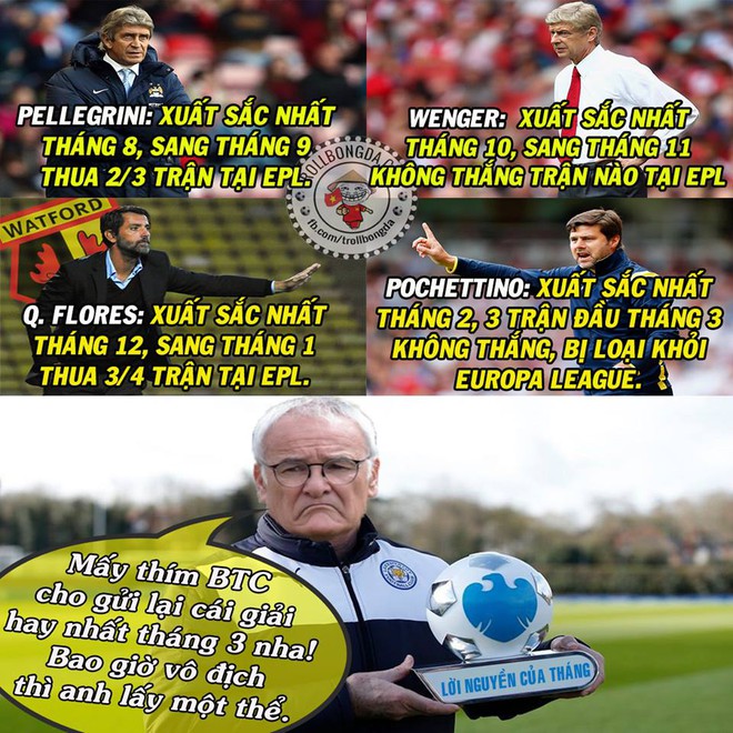 
Ranieri rất cảnh giác với danh hiệu HLV xuất sắc nhất tháng.
