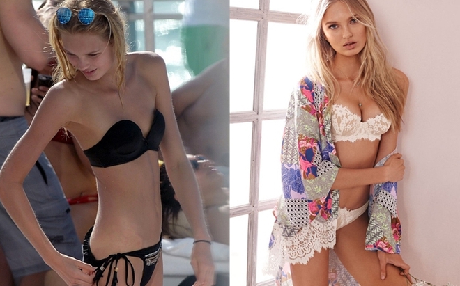 
Nhờ áo ngực của Victorias Secret, thiên thần trẻ Romee Strijd trông có da có thịt hơn rất nhiều.
