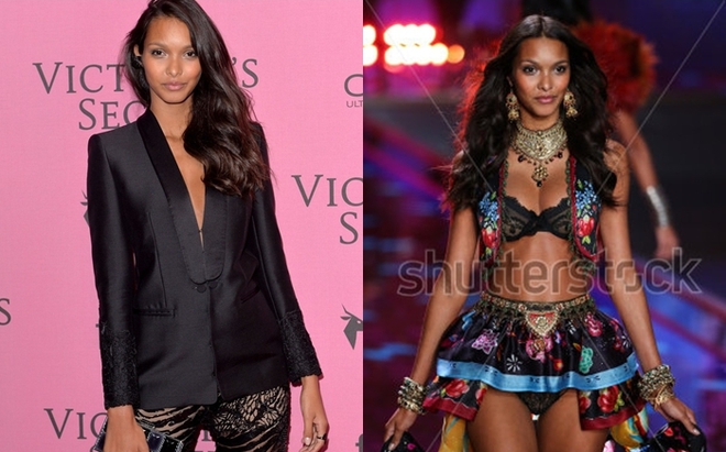 
Bà mẹ một con - thiên thần Lais Ribeiro - khi diện mốt không nội y và khi trình diễn tại VSFS 2014.
