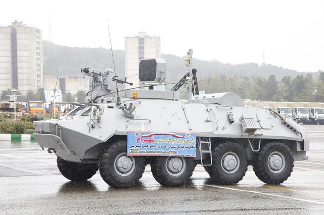 
Xe phòng chống vũ khí sinh, hóa, hạt nhân Shahram được cải tiến dựa trên xe bọc thép chở quân BTR-60.
