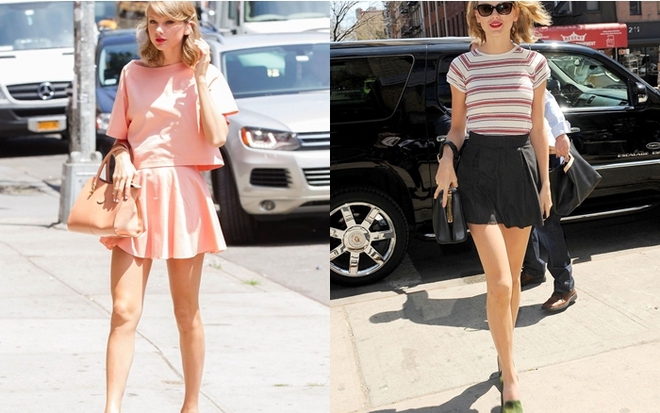 
Mini skirt cũng là một item thường xuyên được Taylor lựa chọn.
