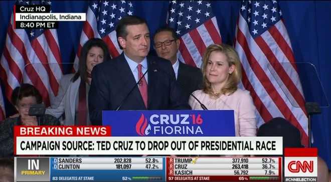 
Ted Cruz tuyên bố bỏ cuộc. Ảnh: CNN
