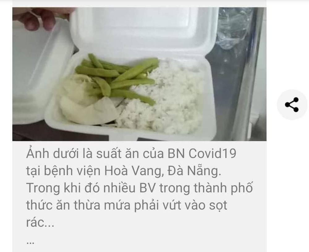 Thực hư suất ăn chỉ có rau và cơm cho bệnh nhân Covid-19 ở bệnh viện dã chiến Hoà Vang? - Ảnh 1.