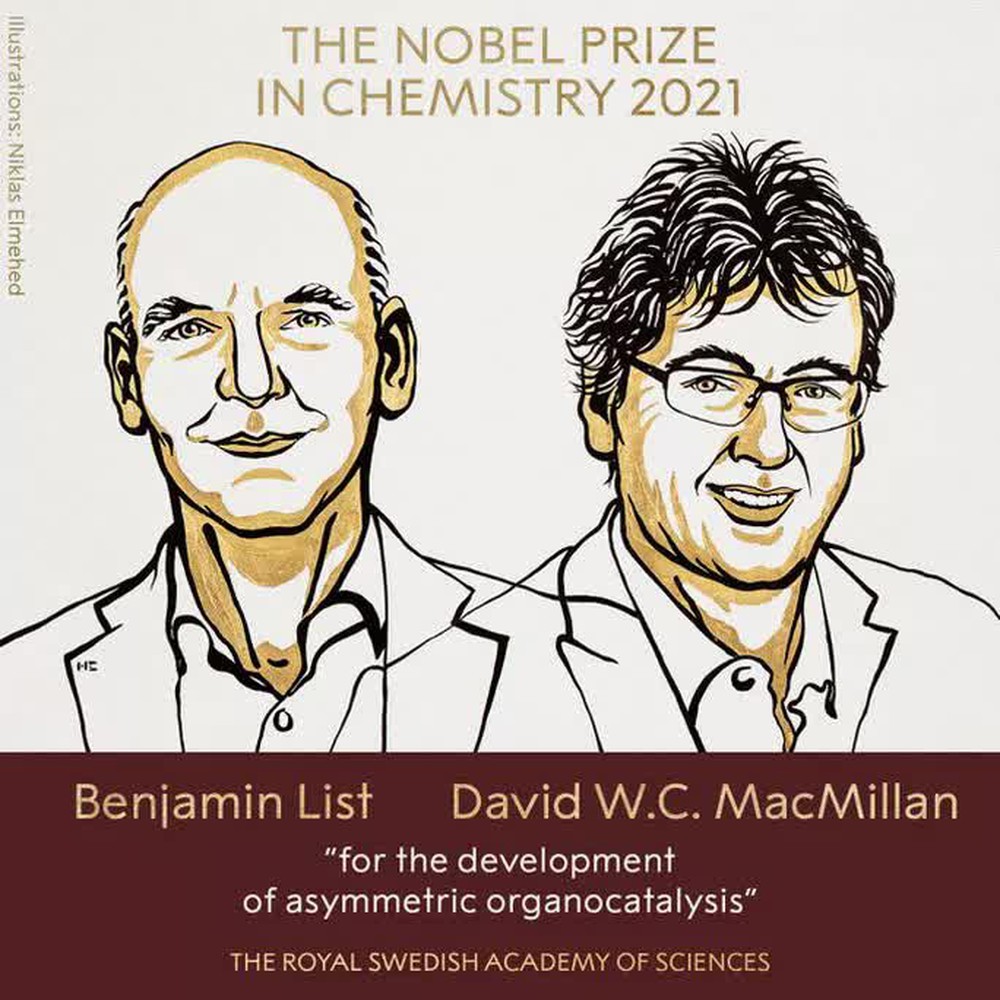 Giải Nobel Hóa học 2021 gọi tên 2 nhà khoa học Đức - Scotland - Ảnh 1.