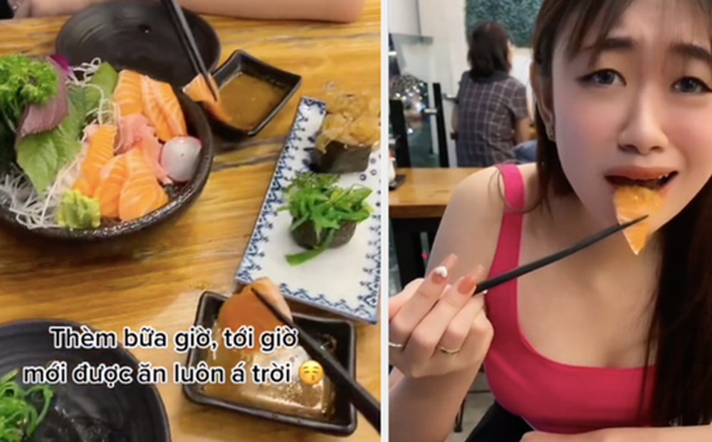 Vừa cho miếng sashimi vào mồm, mặt cô gái bỗng "biến sắc" rồi vội nhả ra ngay: Biết được lý do ai cũng té ngửa