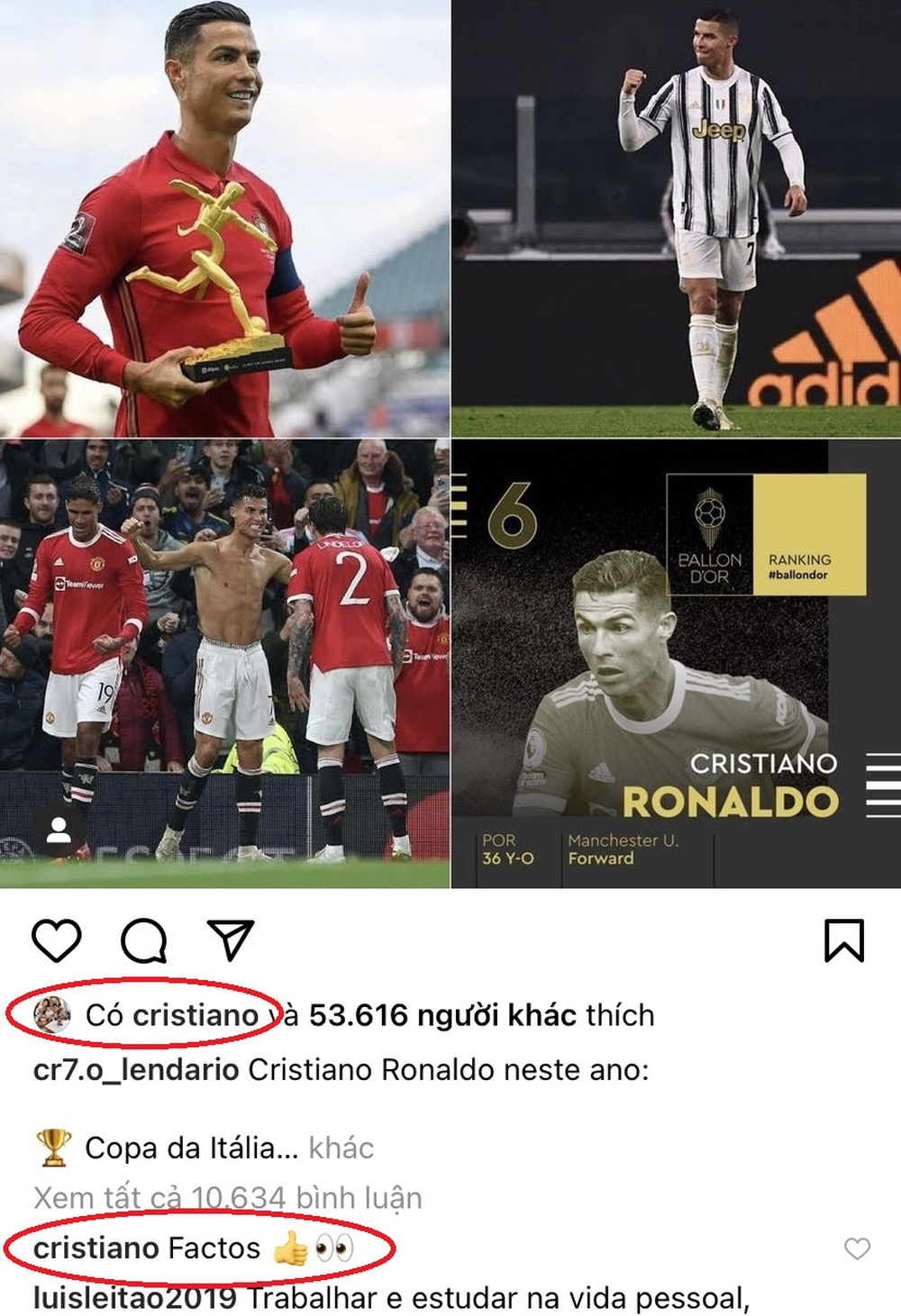 Ronaldo gây tranh cãi lớn khi ủng hộ bài viết gọi QBV của Messi là màn ăn cắp dơ bẩn - Ảnh 2. Ronaldo gây tranh cãi lớn khi ủng hộ bài viết gọi QBV của Messi là màn ăn cắp dơ bẩn - Ảnh 2.