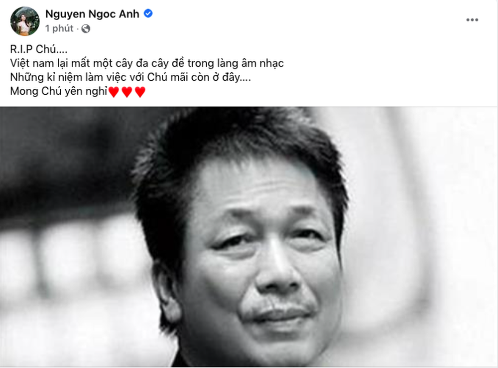 Sao Việt đau xót khi nghe tin nhạc sĩ Phú Quang qua đời: Mất mát quá lớn của âm nhạc Việt - Ảnh 6. Sao Việt đau xót khi nghe tin nhạc sĩ Phú Quang qua đời: Mất mát quá lớn của âm nhạc Việt - Ảnh 6.