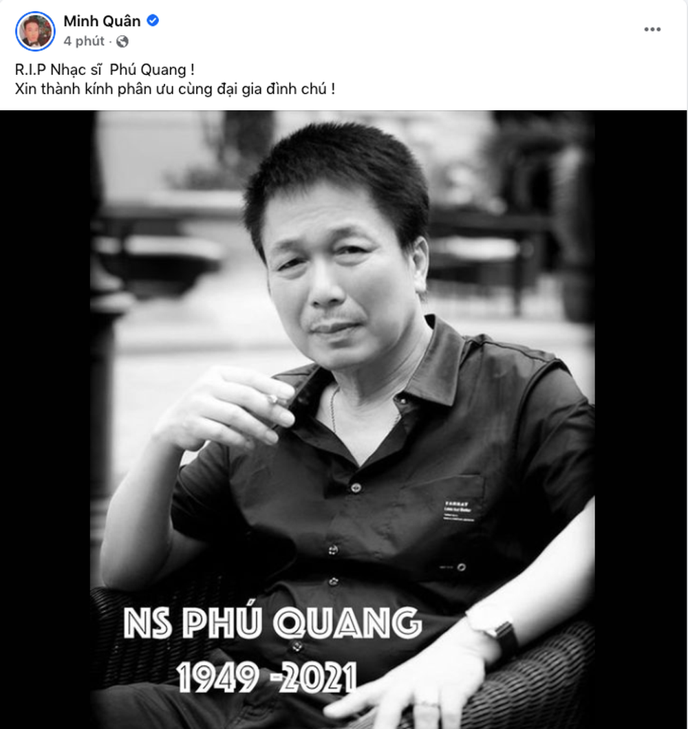 Sao Việt đau xót khi nghe tin nhạc sĩ Phú Quang qua đời: Mất mát quá lớn của âm nhạc Việt - Ảnh 4. Sao Việt đau xót khi nghe tin nhạc sĩ Phú Quang qua đời: Mất mát quá lớn của âm nhạc Việt - Ảnh 4.
