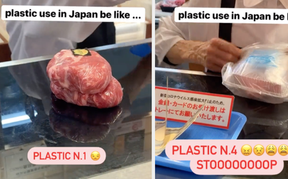 Lần đầu đi siêu thị Nhật Bản, cô gái "sốc nặng" vì mua có 2 miếng thịt mà được khuyến mãi tới… 4 lớp túi nilon?