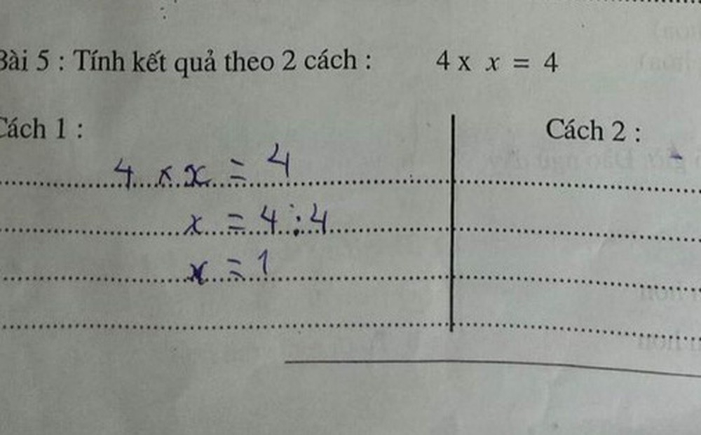 Bài toán: 'Tìm cách giải cho 4x = 4', ai cũng trả lời bằng 1 ngon ơ, nhưng kết quả thực sự lại khiến nhiều người 'bó tay'