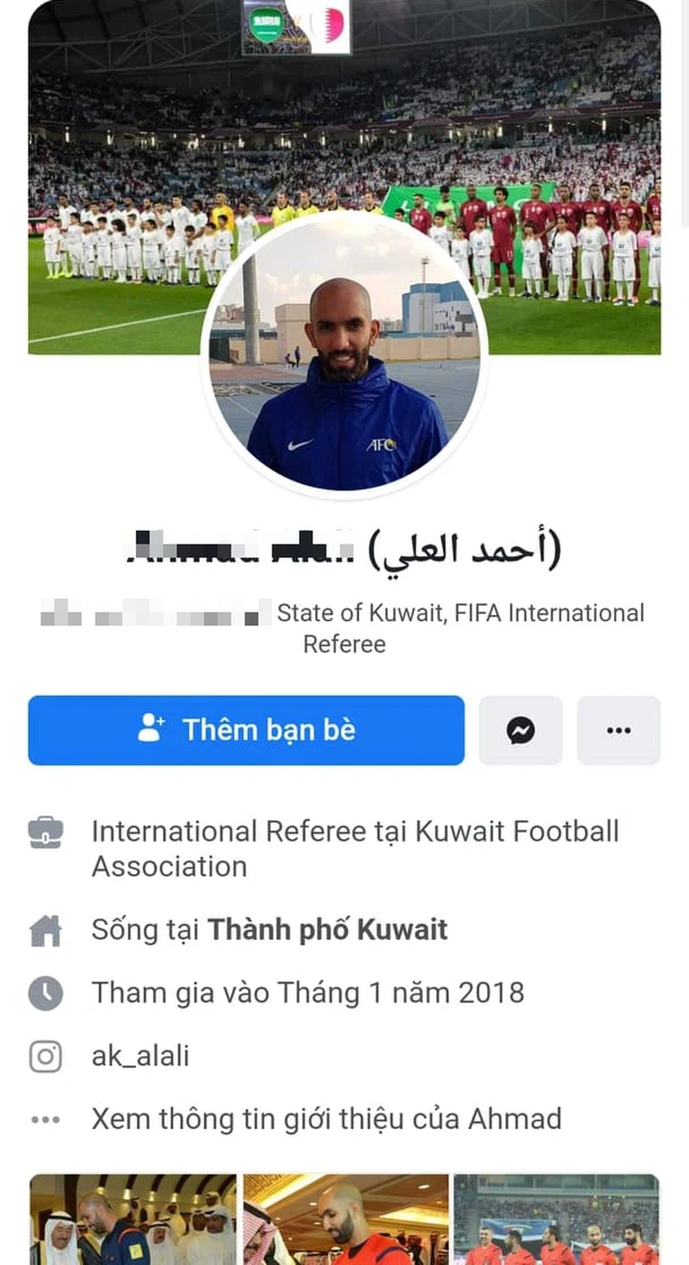 Không có chuyện trọng tài Ahmad Alali khoá Facebook do bị cổ động viên Việt Nam tấn công - Ảnh 3.