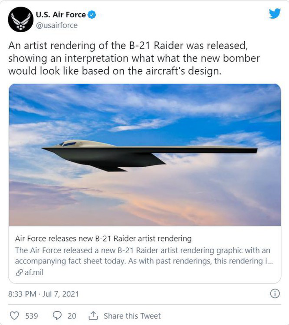Không quân Mỹ “trêu ngươi” Trung Quốc bằng bức ảnh nghệ thuật máy bay ném bom B-21 Raider - Ảnh 2.
