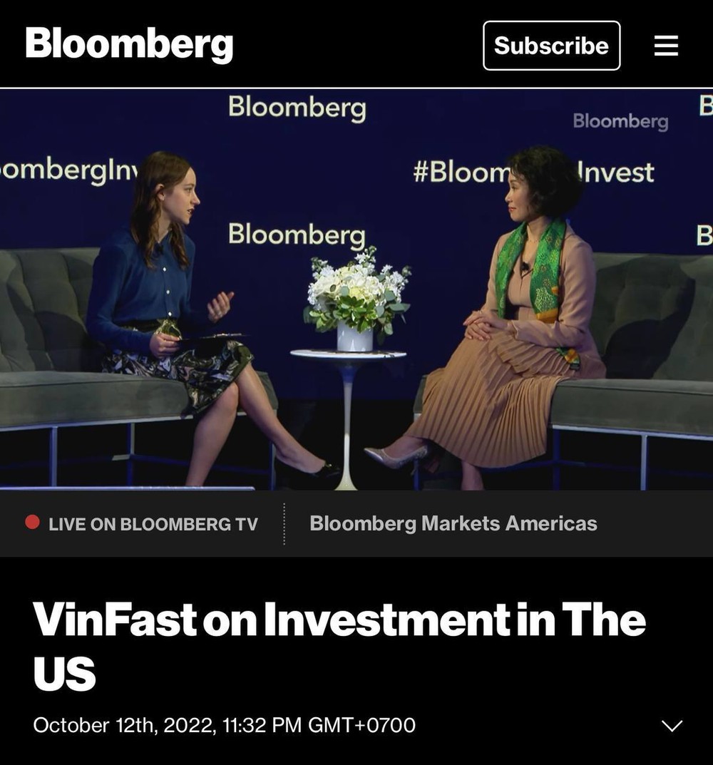 Lãnh đạo VinFast nêu lý do đầu tư vào Mỹ tại Hội nghị đầu tư toàn cầu Bloomberg - Ảnh 1.
