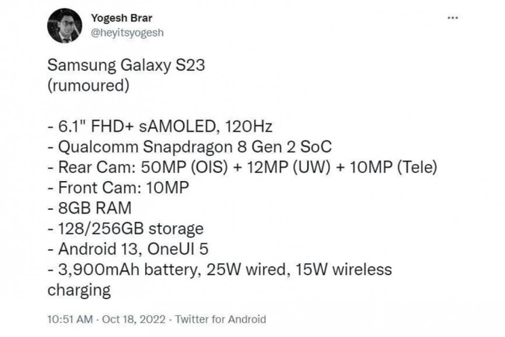Rò rỉ thông số kỹ thuật của Samsung Galaxy S23 mới - Ảnh 1.